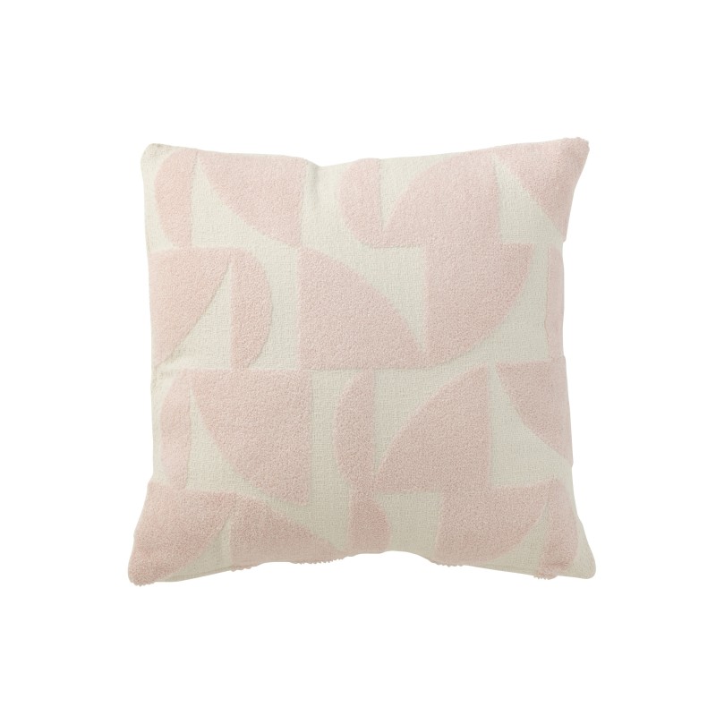 Cuscino quadrato con motivi geometrici in tessuto rosa 43x43x10 cm Cuscino quadrato con motivi geometrici in tessuto rosa 43x43x10 cm