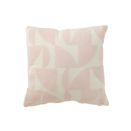 Cuscino quadrato con forme geometriche in tessuto rosa 43x43x10 cm