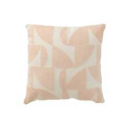 Cuscino quadrato con forme geometriche in tessuto color salmone 43x43x10 cm