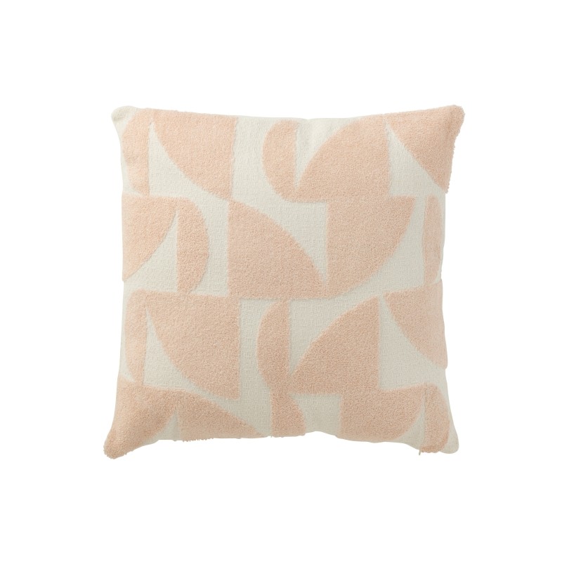 Cuscino quadrato con forme geometriche in tessuto color salmone 43x43x10 cm Cuscino quadrato con forme geometriche in tessuto color salmone 43x43x10 cm