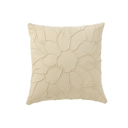 Cuscino quadrato con fiore tessile bianco 43x43x10 cm