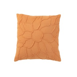 Coussin carré avec fleur en textile orange 43x43x10 cm