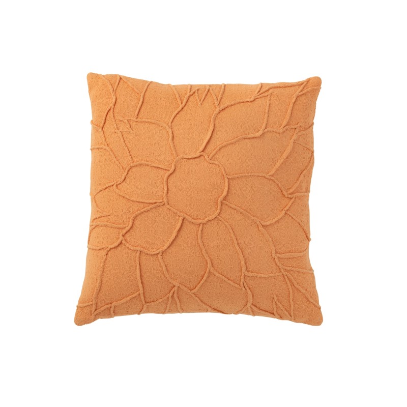 Cuscino quadrato con fiore tessile arancione 43x43x10 cm Cuscino quadrato con fiore tessile arancione 43x43x10 cm