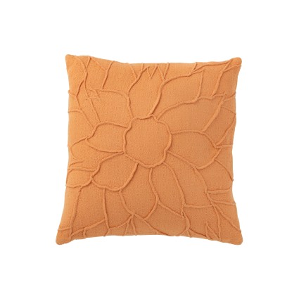 Cuscino quadrato con fiore tessile arancione 43x43x10 cm