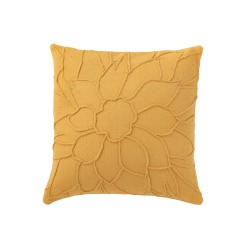 Coussin carré avec fleur en textile orange 43x43x10 cm