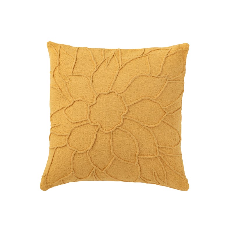 Cuscino quadrato con fiore tessile arancione 43x43x10 cm Cuscino quadrato con fiore tessile arancione 43x43x10 cm
