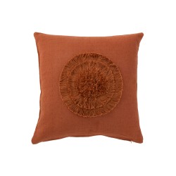 Coussin carré avec rond en textile marron 45x45x10 cm