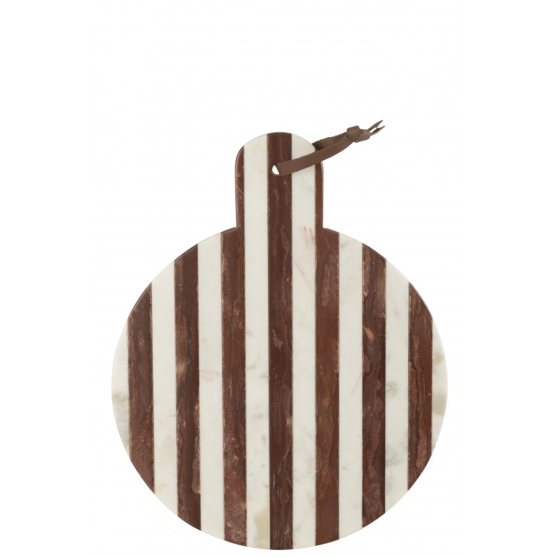 Planche à découper ronde en marbre marron 46x31x2 cm