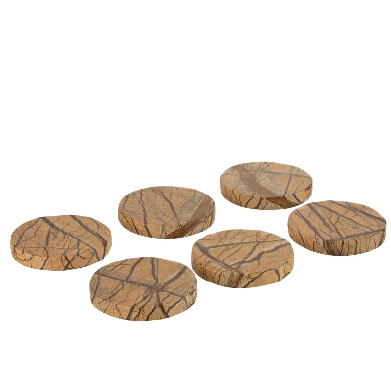 Set de 6 dessous de verres en marbre ocre 10x10x2 cm