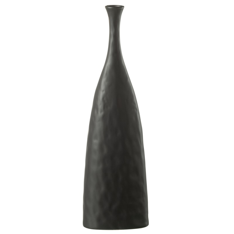 Vase haut col bouteille en céramique noir 15x9x50 cm
