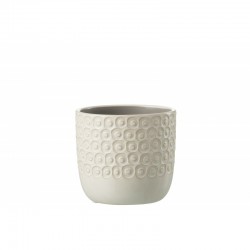 Cachepot de cerámica blanco de 14x14x13 cm