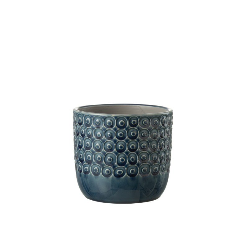 Macetero in ceramica blu 14.5x14.5x13 cm