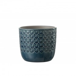 Cachepot de cerámica azul de 17.5x17.5x15.5 cm