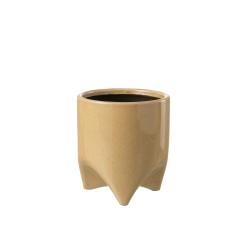 Cachepot de cerámica beige de 15x15x17 cm