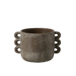 Cachepot de cerámica marrón de 24x18.5x15.5 cm