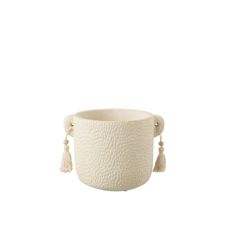 Macetero en ciment crème 22x18x15.5 cm Macetero en ciment crème 22x18x15.5 cm