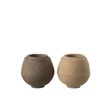 Set de 2 cachepots en ciment marron 15.5x15.5x15.5 cm