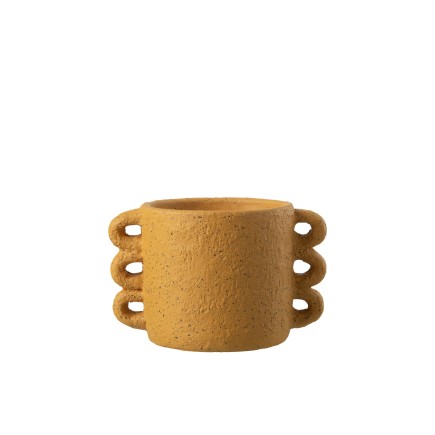 Cache-pot en ciment ocre 25x17.5x16.5 cm