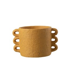 Cachepot de cemento ocre de 32.5x23x20 cm