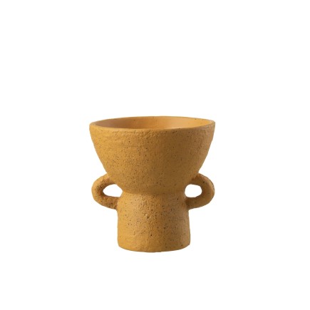 Cache-pot en ciment ocre 20x20x20 cm