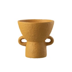 Cachepot de cemento ocre de 25x25x25.5 cm