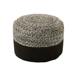 POUF MIAMI LIGNE OUTDOOR POLY NOIR/BLANC