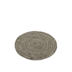 Tapis rond trricot en textile noir 119x119x1 cm