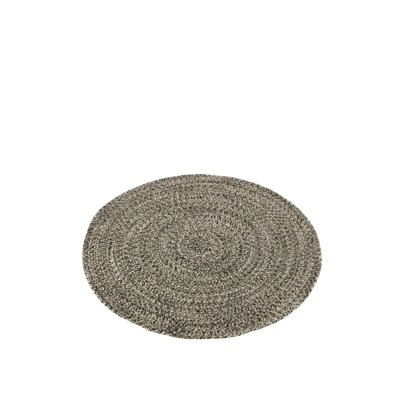 Tapis rond trricot en textile noir 119x119x1 cm