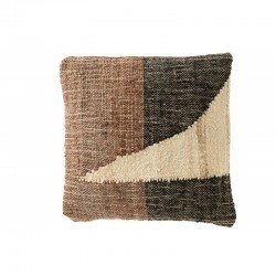 Cojín cuadrado de 3 colores en textil marrón de 49x49x10 cm