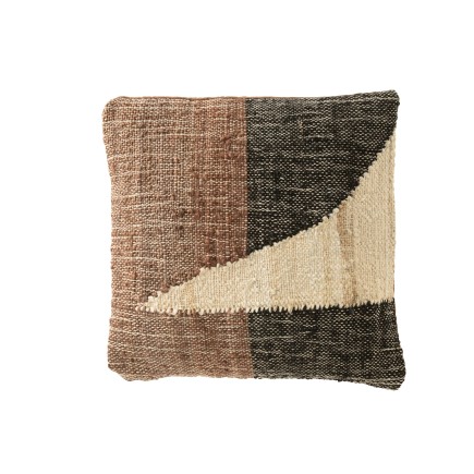 Cuscino quadrato a 3 colori in tessuto marrone 49x49x10 cm