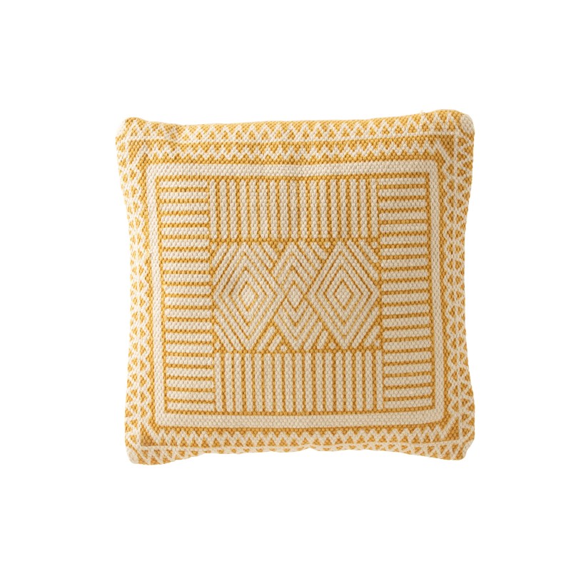 Cuscino con motivo tessile ocra 42x44x10 cm Cuscino con motivo tessile ocra 42x44x10 cm