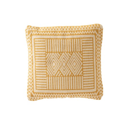 Cuscino con motivo tessile ocra 42x44x10 cm