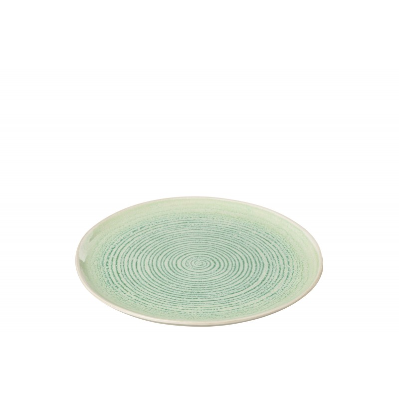 Plato llano de porcelana verde de 22x22x2 cm
