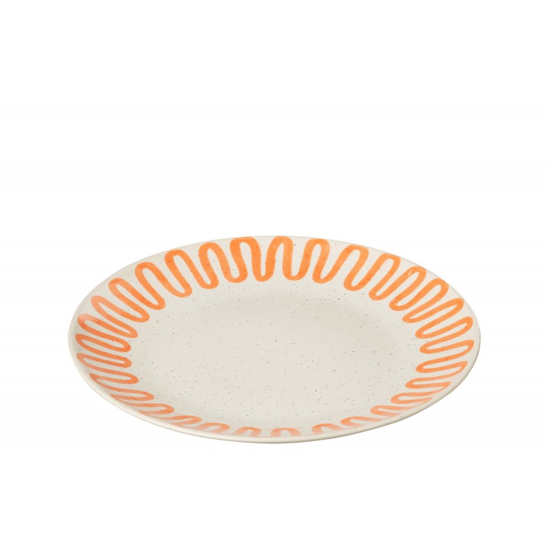 Assiette plate en porcelaine orange 27x27x4 cm