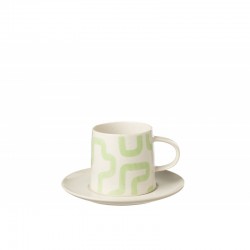 Tasse avec sous-tasse en porcelaine vert 16x16x9 cm