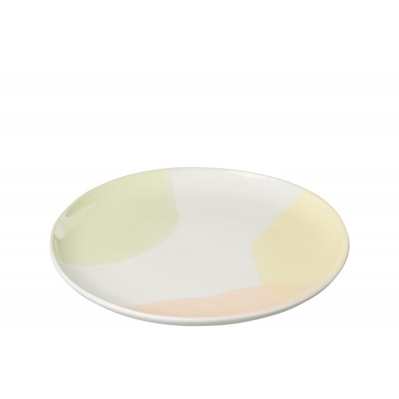 Assiette plate avec tâches en porcelaine multicouleur 27x27x2 cm