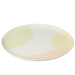 Plato llano con manchas de porcelana multicolor 33x33x2 cm