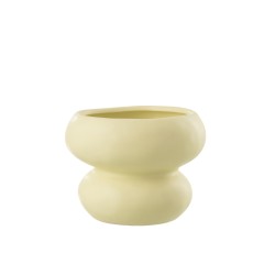 Cachepot en porcelaine jaune 19.5x19.5x15 cm