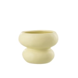 Cache-pot en céramique jaune 19.5x19.5x15 cm
