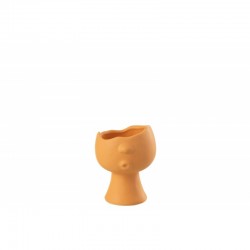 Cachepot en porcelaine orange 12x11x14.5 cm
