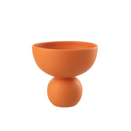 Vaso a vassoio in porcellana ocra 20x20x19 cm