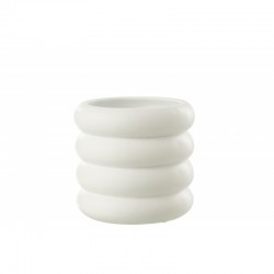 Vase anneaux en ciment blanc 17x17x16 cm