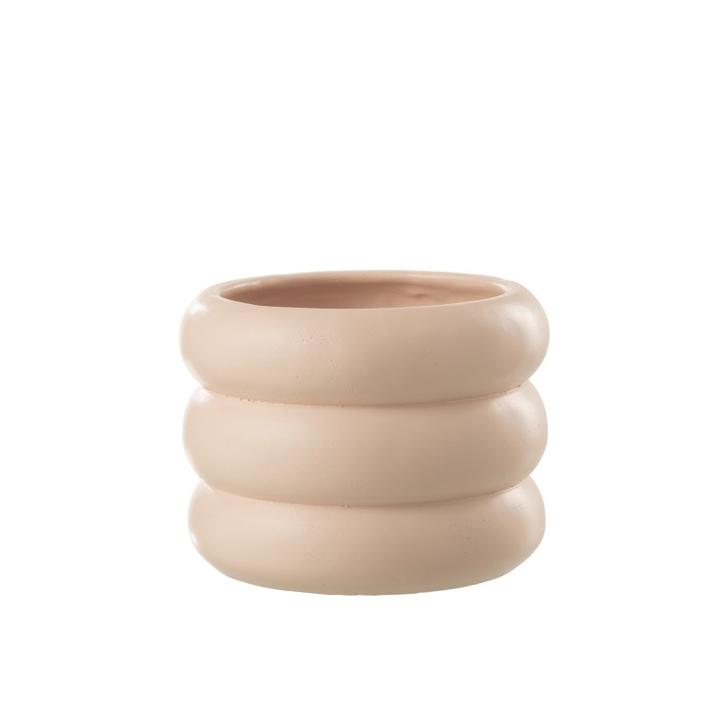 Cachepot de cemento beige de 20.5x20.5x15.5 cm