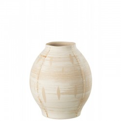Vase rond en céramique beige 25x25x29 cm