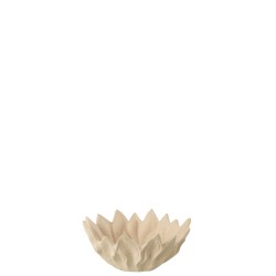 Plat feuille en céramique beige 24x23x11 cm