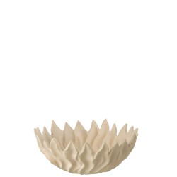 Plat feuille en céramique beige 38x38x15 cm