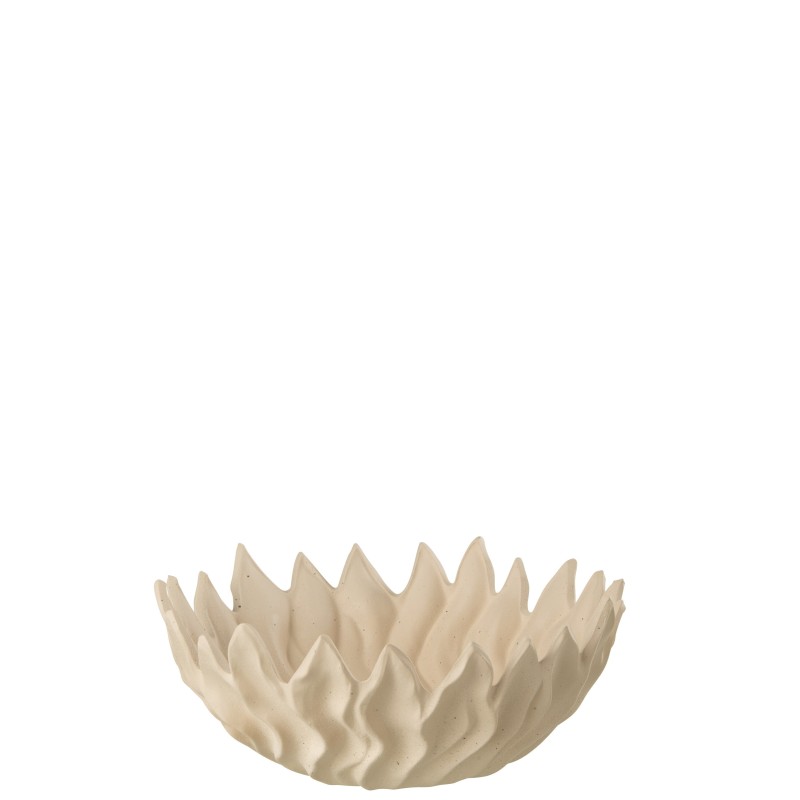 Plat feuille en céramique beige 38x38x15 cm