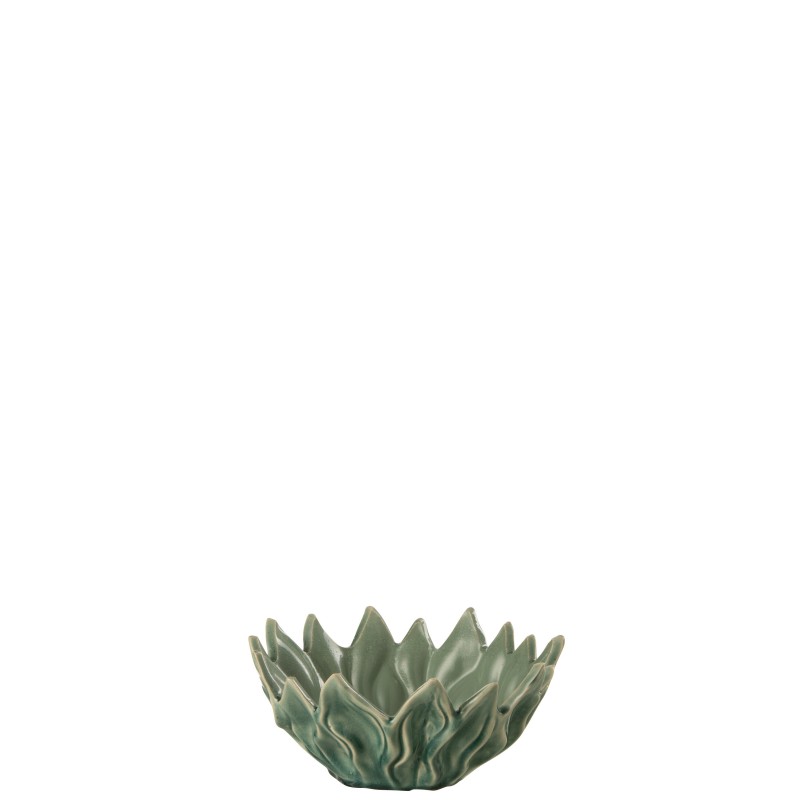 Plat feuille en céramique vert 24x23x11 cm