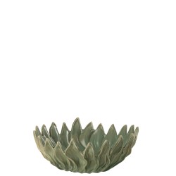 Plat feuille en céramique vert 38x38x15 cm