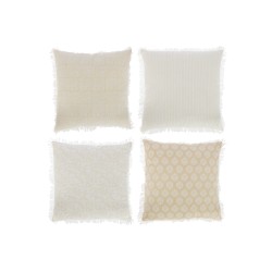 Set de 4 coussins en coton beige 56x56x3 cm